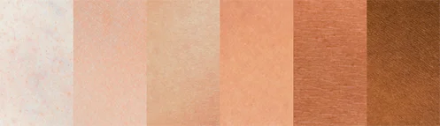 Przykładowe odcienie skóry oznaczone jako odpowiednie do zabiegu.