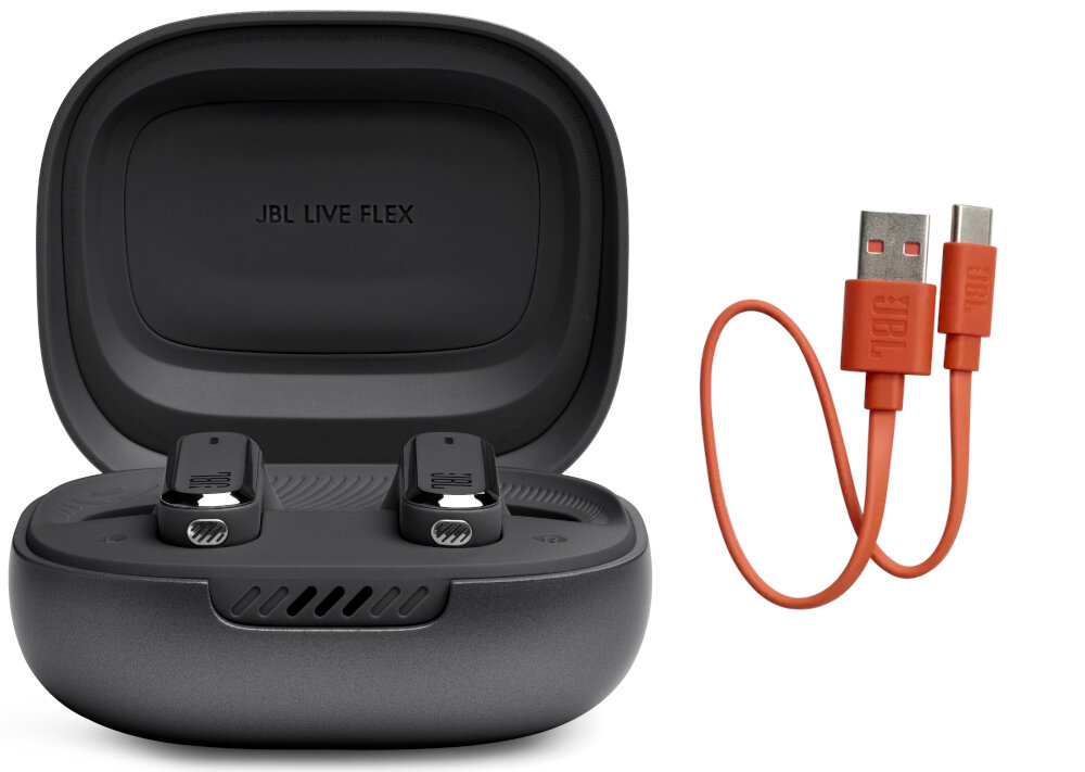 Słuchawki douszne JBL Live Flex brzmienie przetworniki personalizacja muzyka redukcja szumu czas pracy czas działania jakość obudowa wytrzymałość aplikacja połączenie wielopunktowe szybkie parowanie zestaw