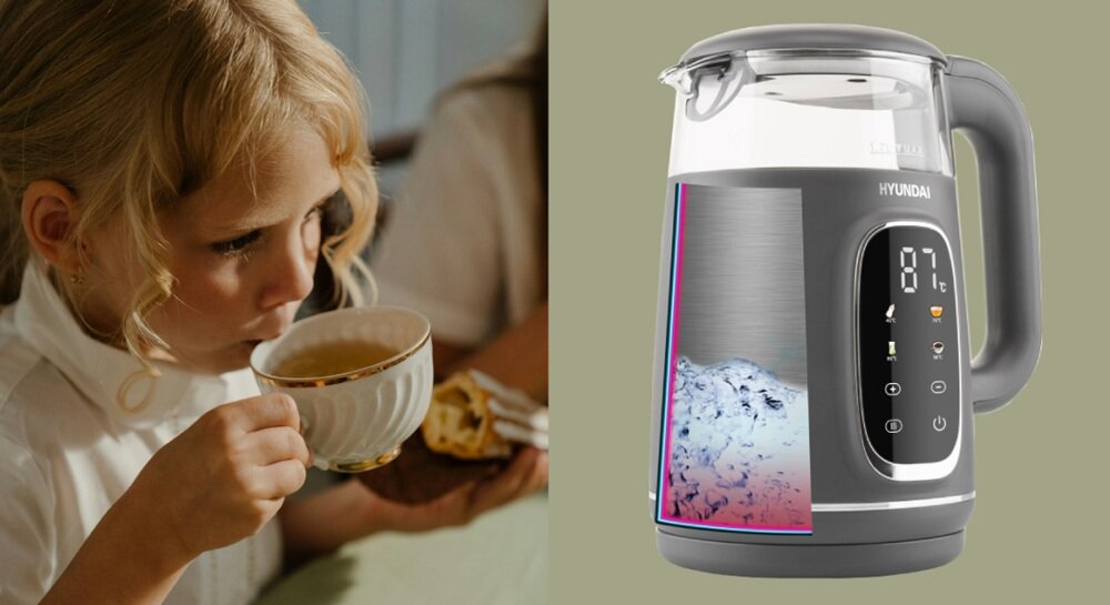 Czajnik elektryczny HYUNDAI VK670 ograniczenie nagrzewania obudowy, mniejsze ryzyo poparzeń, wspiera higienę, większe bezpieczeństwo