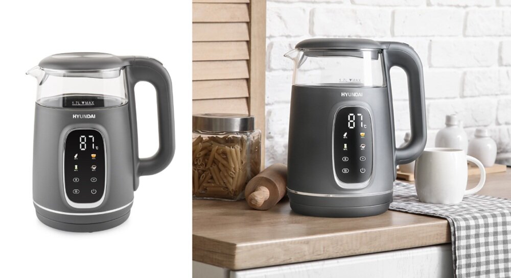 Czajnik elektryczny HYUNDAI VK670 czytelny wyświetlacz led, sterowanie dotykowe, funkcja podtrzymania ciepła