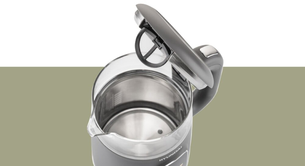 Czajnik elektryczny HYUNDAI VK670 ukryta grzałka, płąskie dno, centralne złącze, wskaźnik poziomu wody