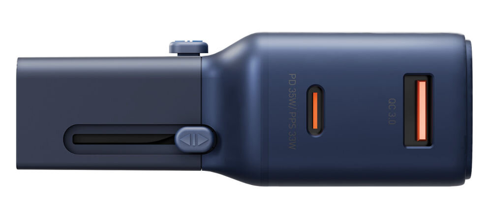 Ładowarka sieciowa ENERGEA TravelGo 35W Niebieski Kompaktowa budowa i wygoda system Pin-Lock waga wymiary w kilku wariantach kolorystycznych
