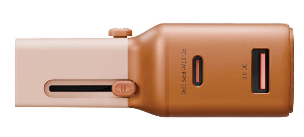 Ładowarka sieciowa ENERGEA TravelGo 35W Pomarańczowy Kompaktowa budowa i wygoda system Pin-Lock waga wymiary w kilku wariantach kolorystycznych