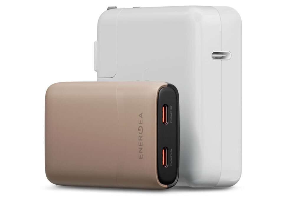 Ładowarka sieciowa ENERGEA TravelWorld Edge 65W Złoty Praktyczne funkcje i porty wymienne adaptery z składanymi pinami technologia GaNSmart