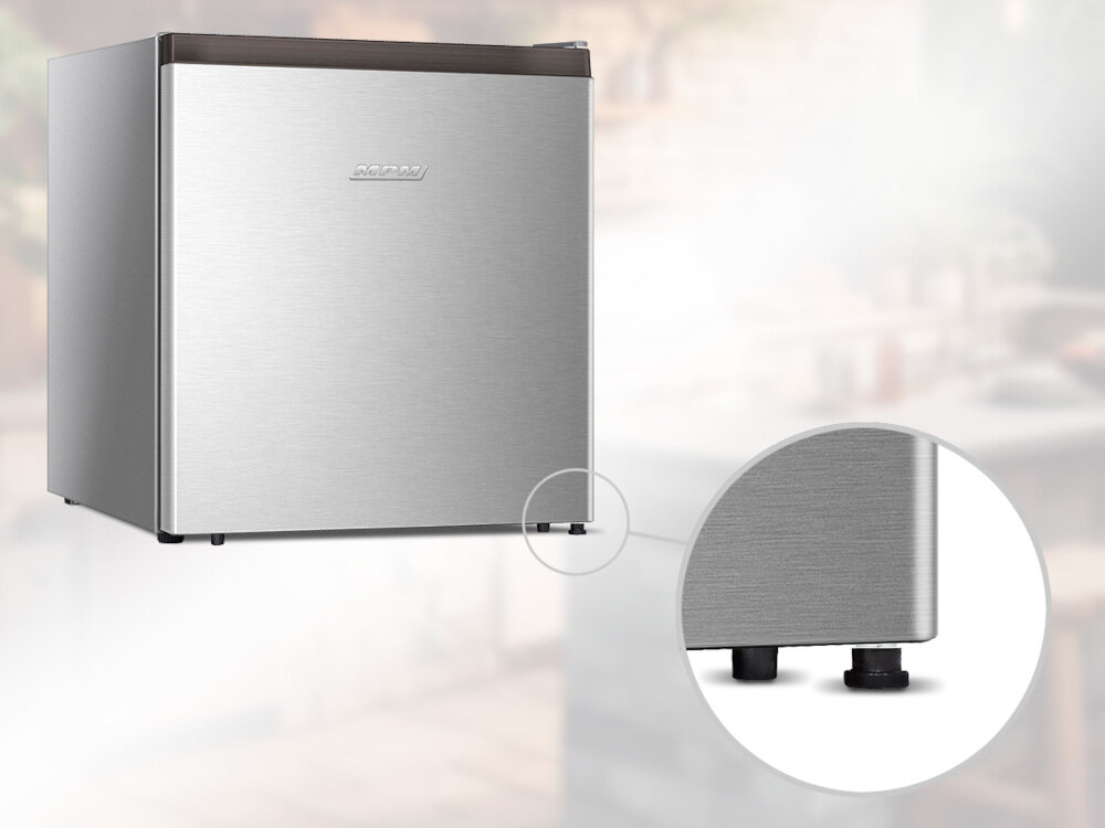 Lodówka MPM-46-CJ-05 50cm Srebrna funkcjonalnosc regulowane nozki uniwersalny design kompaktowe wymiary