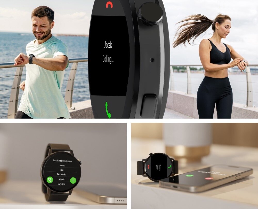 Smartwatch FOREVER Forevive 4 SB-350 ekran bateria czujniki zdrowie sport pasek ładowanie pojemność rozdzielczość łączność sterowanie krew puls rozmowy smartfon aplikacja