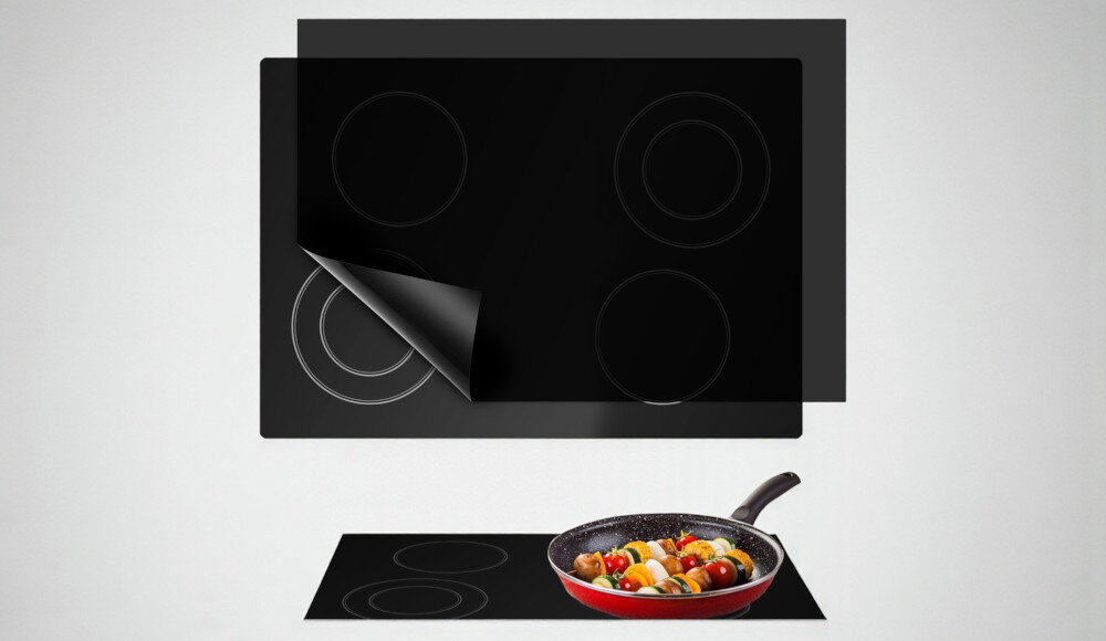 OCHRONNA MATA NA KUCHNIE INDUKCYJNĄ EXTRALINK szare tło zdjęcie produktowe mata kolor czarny płyta patelnia