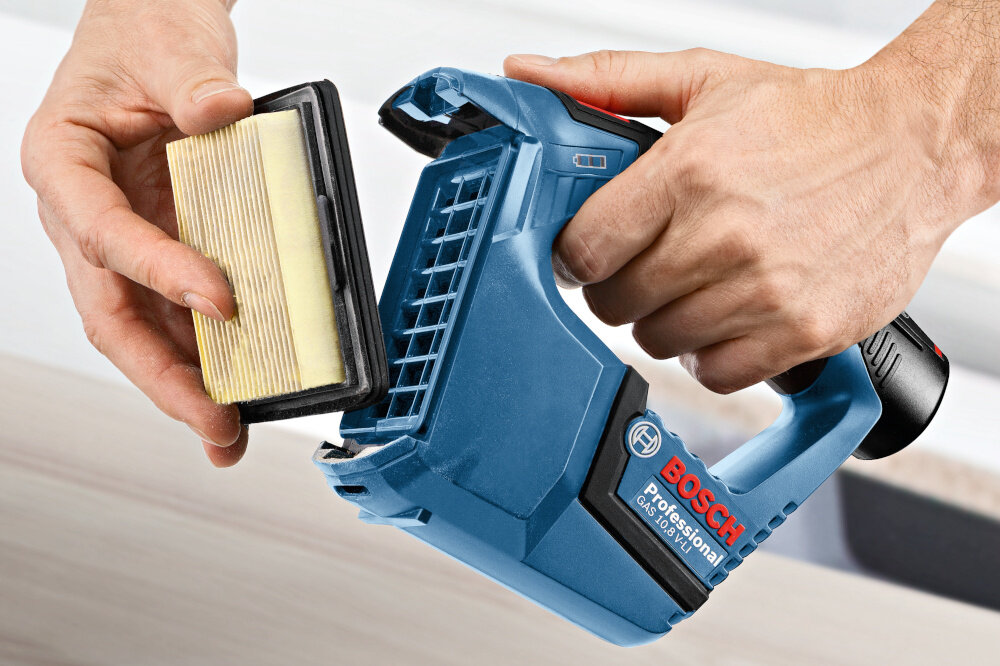 Odkurzacz ręczny BOSCH Professional GAS 12V 06019E3000 pojemnik na brud pojemnosc 0,35 litra filtr papierowy