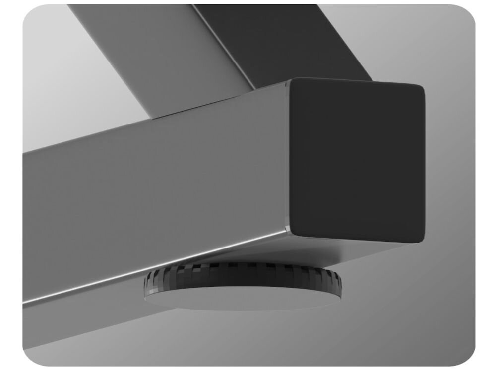 Biurko gamingowe HUZARO Hero 1.7 RGB Czarny prezentacja regulowanych stopek wypoziomowanie biurka malowane proszkowo odporne na zarysowania stabilność