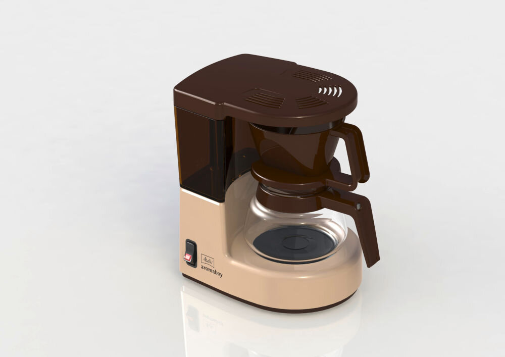 Ekspres MELITTA Aromaboy 1015-03 Brązowy wygoda przemyślana konstrukcja wskaźnik poziomu napełnienia przezroczysty zbiornik na wodę łatwe napełnianie wody szklany dzbanek uchwyt filtra mycie w zmywarce łatwe utrzymanie w czystości włącznik z oświetleniem LED stylowy akcent łatwa obsługa 