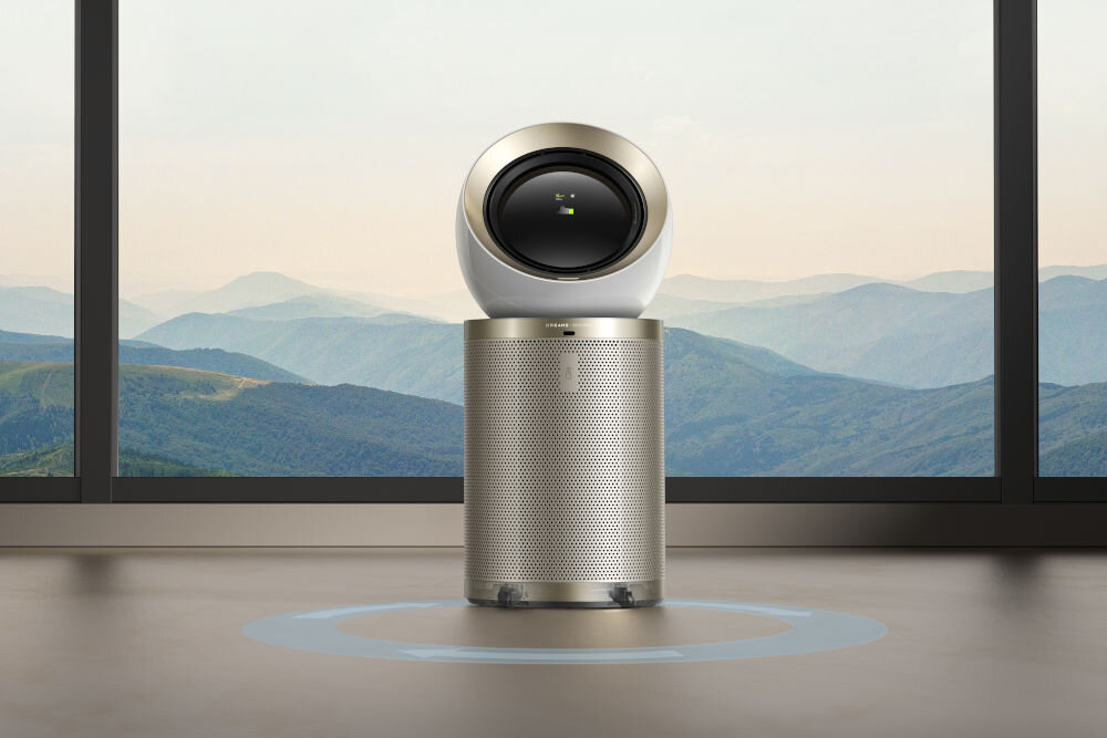 Oczyszczacz powietrza DREAME AirPursue PM10 wizualizacja obrotu ukryte kółka praca w zakresie 360 stopni