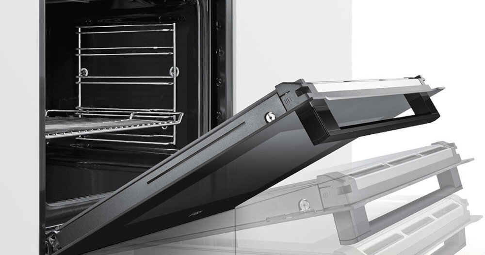 PIEKARNIK BOSCH HBG7242B1 system Soft Open Close ciche zamykanie domyk drzwiczki mechanizm wygłuszający