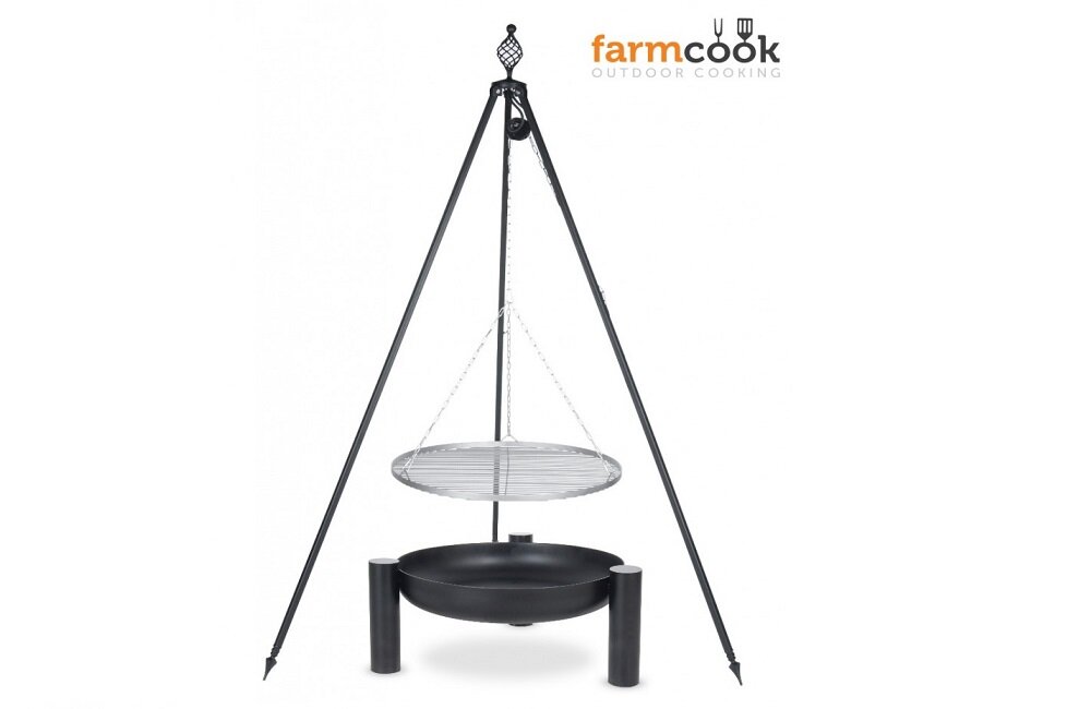 Grill ogniskowy FARMCOOK E01052 ruchome nogi stabilny bepieczny stal nierdzewna