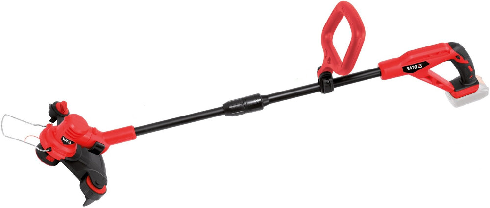 Podkaszarka akumulatorowa YATO YT-82831 ergonomicznie zaprojektowany uchwyt solidna konstrukcja wysokiej jakosci materialy uchwyt teleskopowy reguacja w zakresie 1080-1370 mm