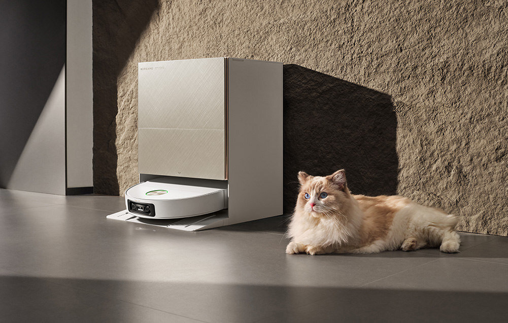 ROBOT SPRZĄTAJĄCY DREAME X60 Ultra Complete Biały wygląd design tło wizualizacja Automatyzacja sprzątania