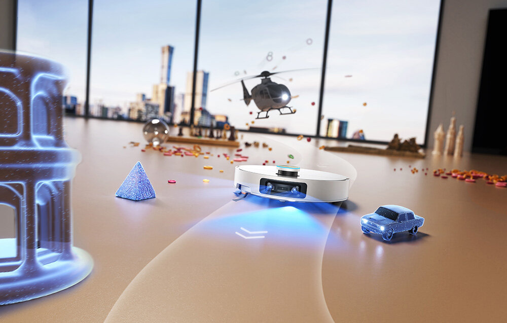 ROBOT SPRZĄTAJĄCY DREAME X60 Ultra Complete Biały Nawigacja VersaLift system VersaLift Navigation  z uniesionym czujnikiem DToF, skanującym otoczenie w 360° podwójne kamery wspierane AI, projektor i oświetlenie LED, tworząc trójwymiarowy obraz przestrzeni
