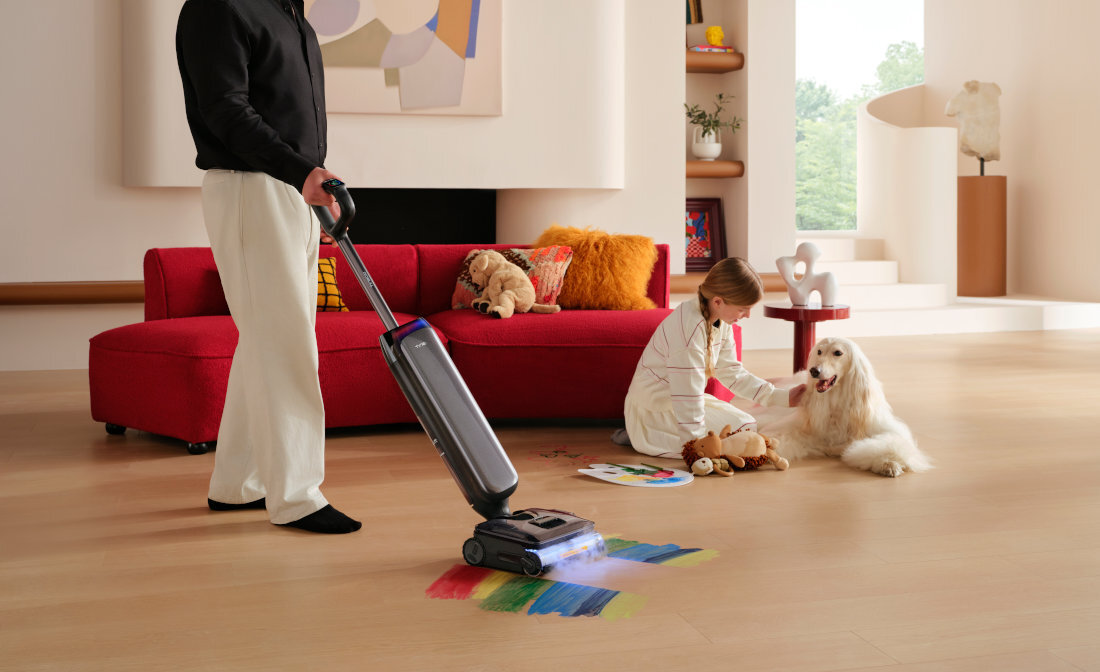 Mop elektryczny TINECO Floor One S9 Artist Steam Pro Sprzątanie całego domu  do 90 minut w trybie cichym i do 75 minut w trybie automatycznym w pozycji leżącej