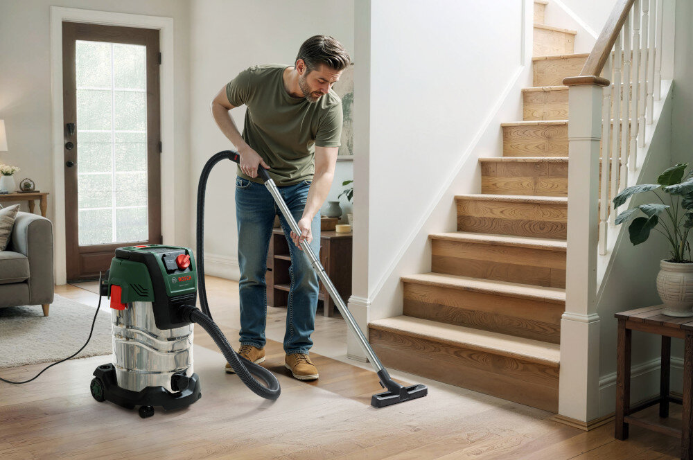 Odkurzacz warsztatowy BOSCH PAS 30-240 PRS Duży i trwały zbiornik pojemnik objętość wykonanie ze stali nierdzewnej