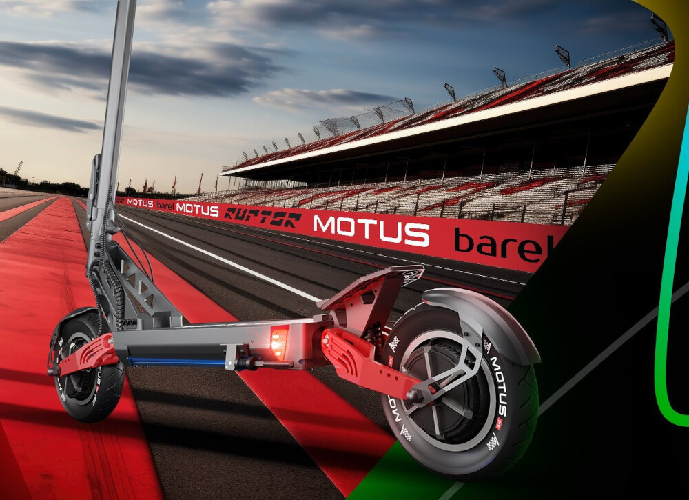 Hulajnoga MOTUS PRO10 Sport Daytona 20km 2x1000W 2 amortyzatory 10 Czarny oswietlenie przednie i tylne swiatla LED ledowe podswietlenie podestu