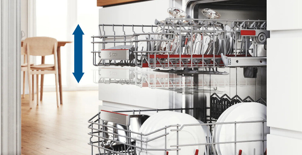Zmywarka BOSCH SPV6YMX08E regulacja wysokości kosza Rackmatic wygoda komfort wysokość