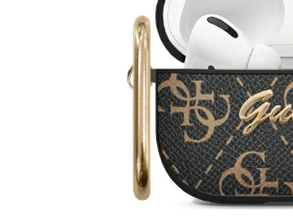 Etui na słuchawki Guess 4G Hook
            zbliżenie na karabińczyk
            wstrząs bezpieczeństwo trwałość materiał