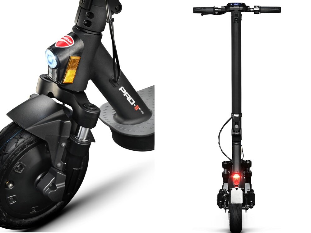 Hulajnoga elektryczna DUCATI Pro II Evo Czarny oświetlenie przednie światło LED światło hamowania umieszczone z tyłu pojazdu
