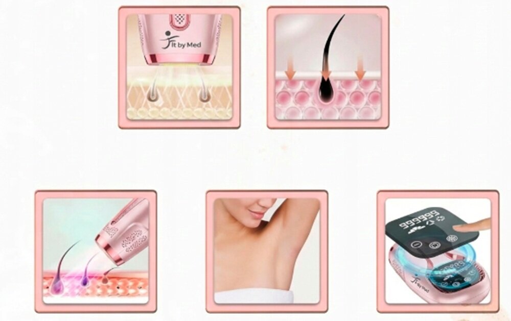 Depilator FITBYMED BHRL4-RS IPL Ice Cool mniejsze wydatki, depilacja w dogodnym momencie, więcej czasu dla siebie