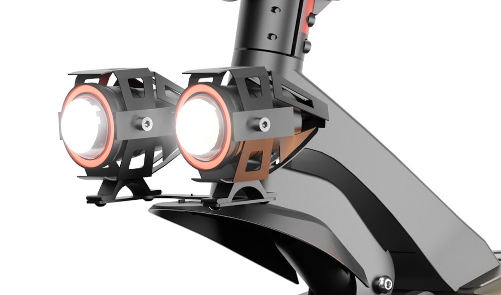 Hulajnoga elektryczna RUPTOR R6 V3 Czarny oswietlenie przednie i tylne swiatlo podswietlenie podestu jeszcze lepiej widoczny