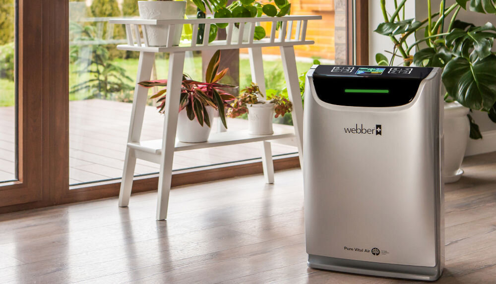 Oczyszczacz powietrza WEBBER AP9405B wydajny filtr HEPA13 skuteczne zatrzymywanie alergenów kurzu bakterii wirusów inne mikroskalowe zanieczyszczenia dla osób z alergiami filtracja na poziomie 99% optymalna ochrona czyste i zdrowe powietrze w  domu