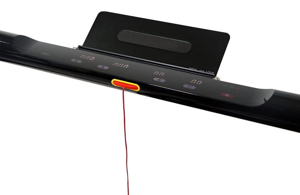 domowa bieżnia elektryczna HMS LOOP12 Nowoczesny komputer ergonomiczny ekranem aktualna prędkość czas przebyty dystans licznik kroków spalane kalorie