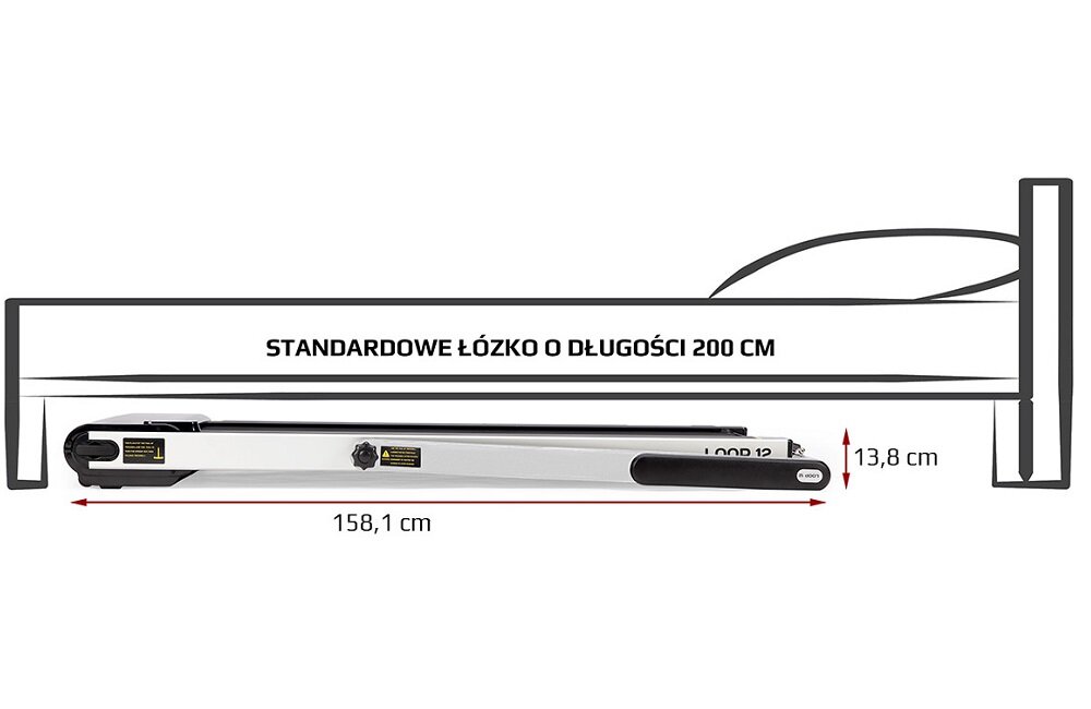 domowa bieżnia elektryczna HMS LOOP12 Wymiary konstrukcja