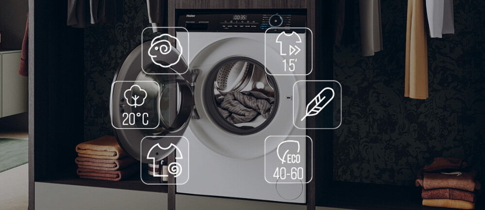 PRALKA SLIM HAIER I-PRO2 HW70-BP14929-S zestaw cykli programy szeroka gama