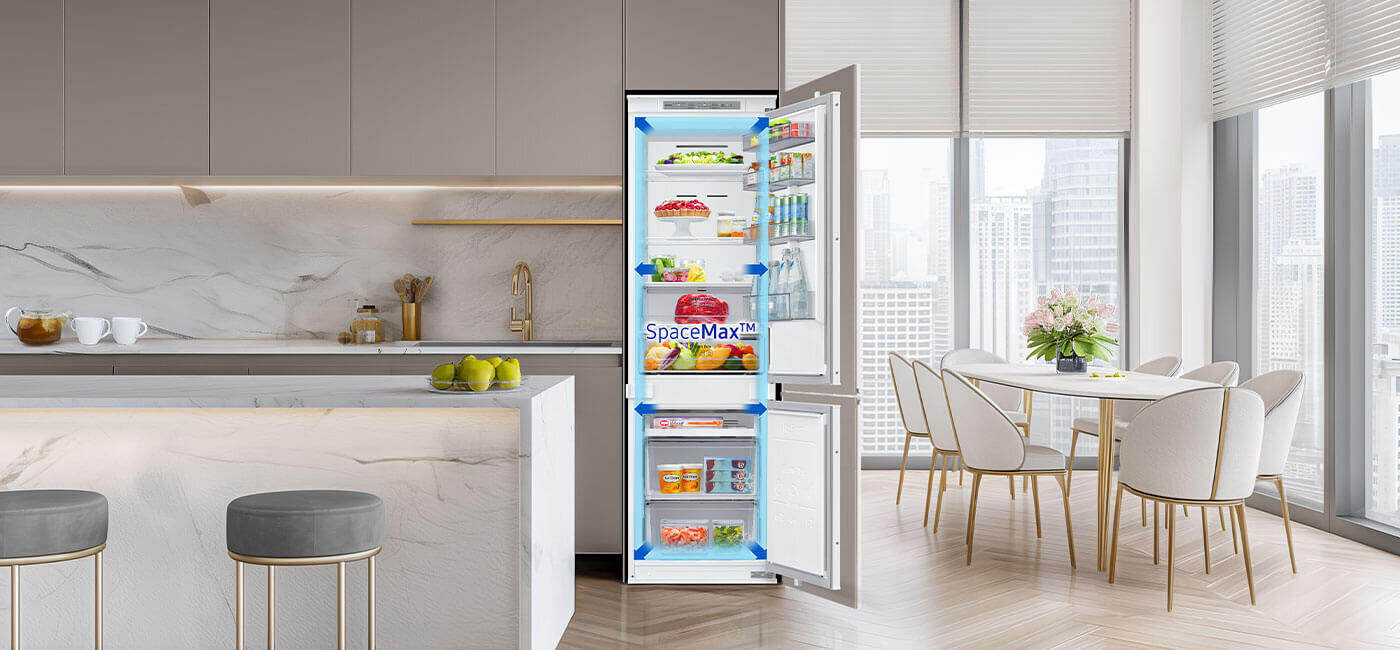 Lodówka do zabudowy brb70f26des0eo z technologią spacemax - sprawdź w Media Expert, jak cienkie ścianki ma i ile w niej miejsca