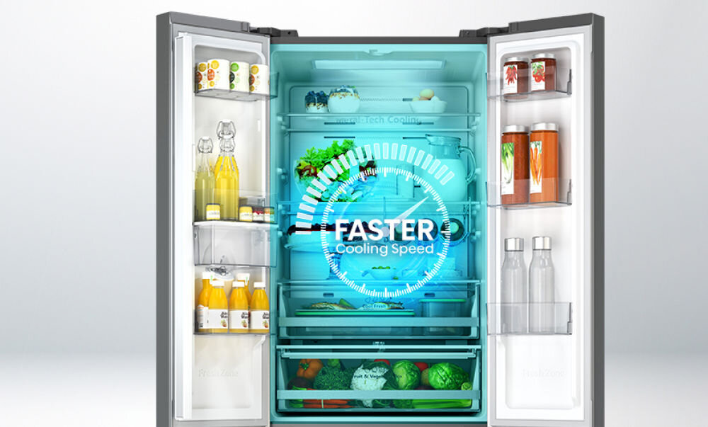 Lodówka HISENSE RF632N4GBE1 No Frost 200cm Czarne szkło szybkie chłodzenie