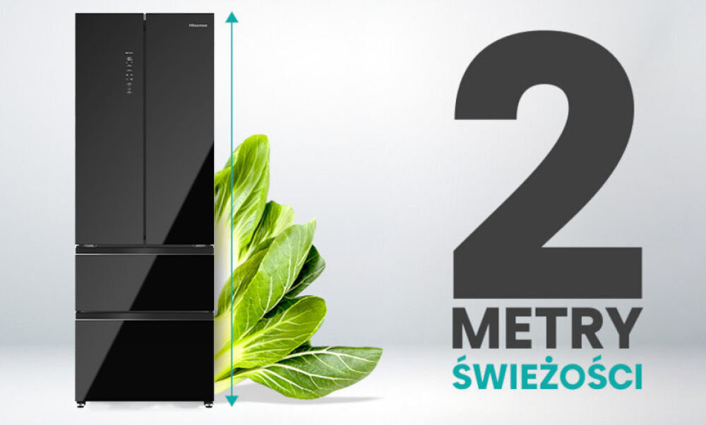 Lodówka HISENSE RF632N4GBE1 No Frost 200cm Czarne szkło wysokość 2 metry