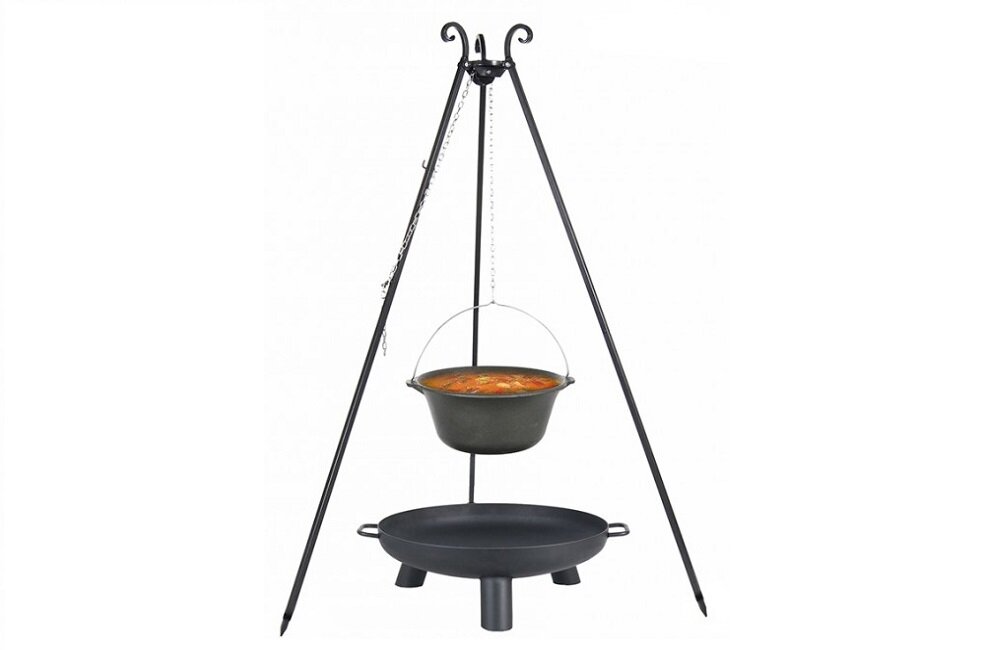 Kociołek żeliwny FARMCOOK Viking 16l na trójnogu Palenisko 60 cm Łatwy w czyszczeniu pojemny 