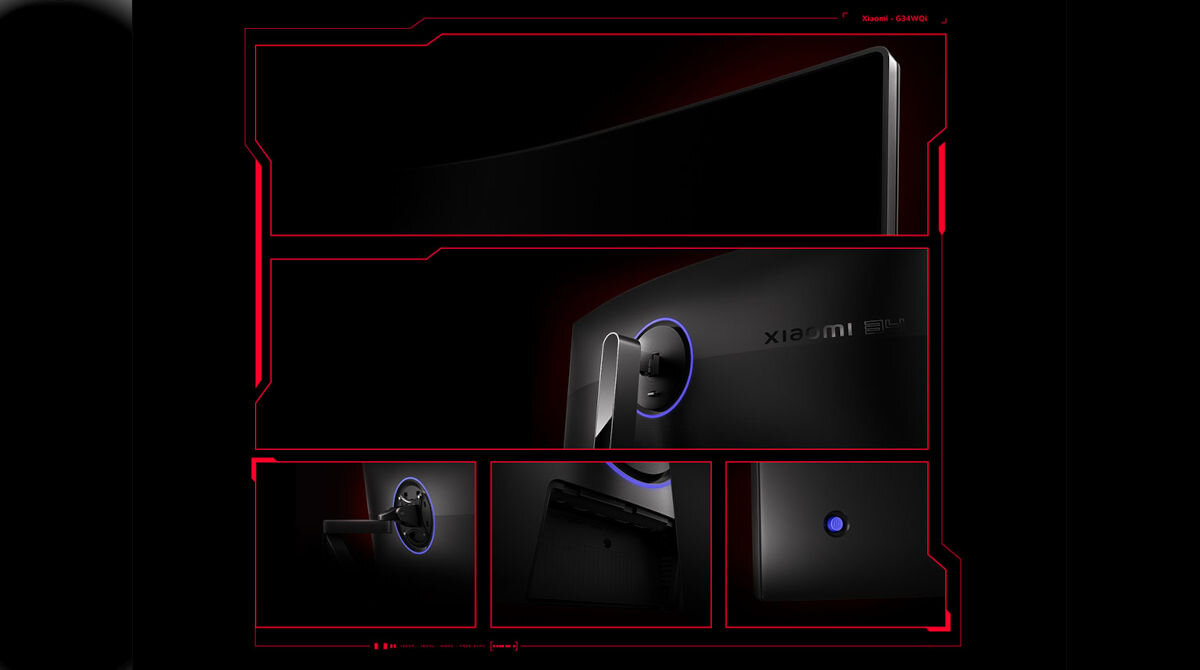 Monitor XIAOMI G34WQi 34 3440x1440px 180Hz 1 ms [MPRT] Curved wąskie ramki e-sportowy wygląd stylowa konstrukcja złota nagroda Contemporary Good Design CGD DP 1.4 HDMI 2.0 sterowanie joystickiem