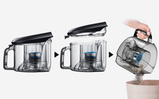 Samsung Pojemnik zamiast worka Łatwe czyszczenie