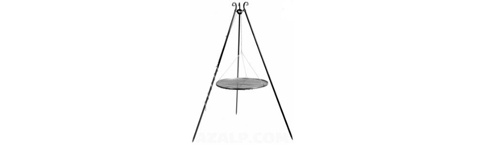 Patelnia ogniskowa FARMCOOK na trójnogu 46 cm Viking wysokiej jakości łatwa w obsłudze wykonana z mocnej stali solidna nie zajmuje dużo miejsca średnica 46 cm innowacyjne rozwiązanie