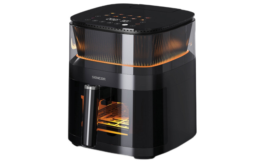 Air Fryer Frytkownica beztłuszczowa SENCOR SFR 5050BK z 10 automatycznymi programami i funkcją rozpylania wody design tło prezentacja wizualizacja Zdrowe gotowanie
