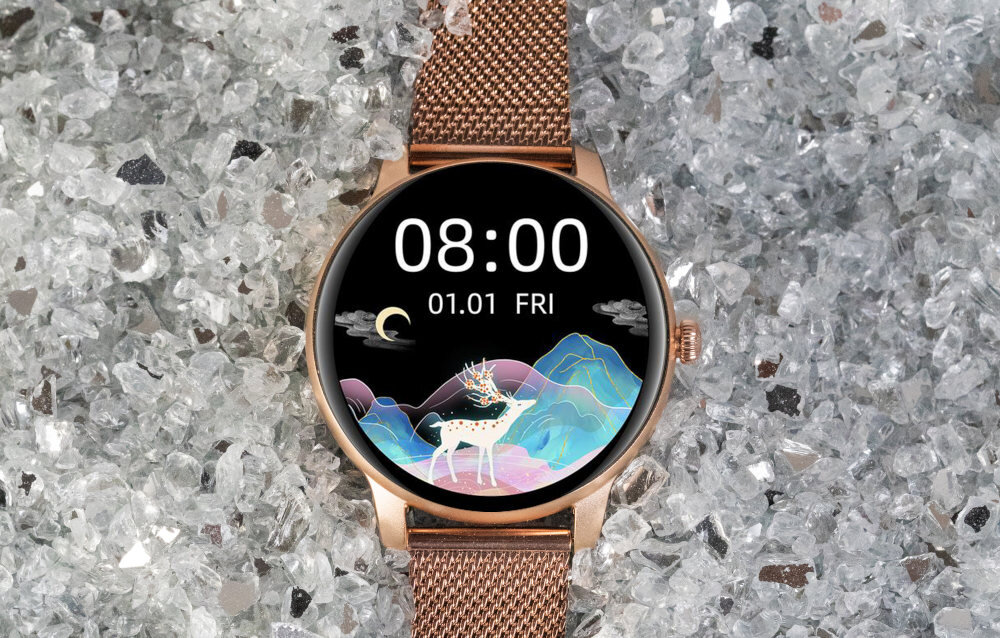 Smartwatch ORO-MED Oro-Lady Next  ekran bateria czujniki zdrowie sport pasek ładowanie pojemność rozdzielczość łączność sterowanie krew puls rozmowy smartfon aplikacja 