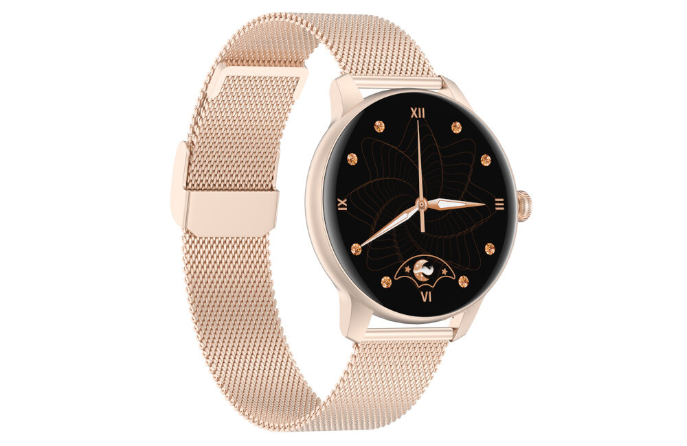 Smartwatch ORO-MED Oro-Lady Next  ekran bateria czujniki zdrowie sport pasek ładowanie pojemność rozdzielczość łączność sterowanie krew puls rozmowy smartfon aplikacja 