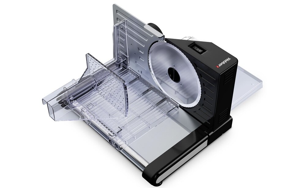 Krajalnica WEBBER Scharf JZE002 zdejmowane komponentny, szybkie czyszczenie, sprawne przygotowanie posiłków