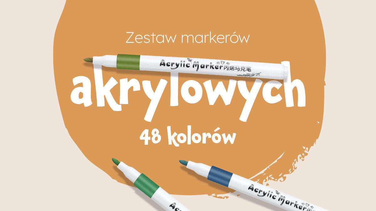 Zestaw markerów akrylowych EXTRALINK (48 sztuk) Szeroka paleta barw obejmująca od 12 do 60 odcieni papier, drewno, kamień czy karton 48 kolorów
