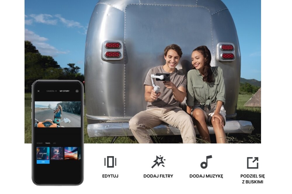 Gimbal ręczny DJI Osmo Mobile 4 szablony filtry 