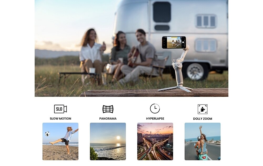 Gimbal ręczny DJI Osmo Mobile 4 tryby funkcje opcje ustawienia 