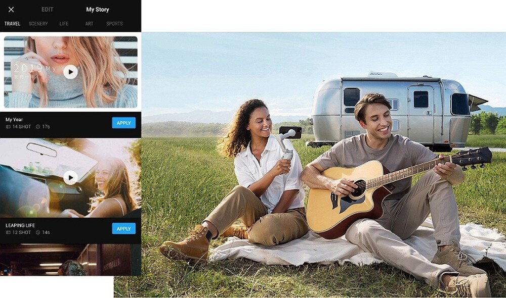 Gimbal ręczny DJI Osmo Mobile 4 aplikacja smartfon sterowanie