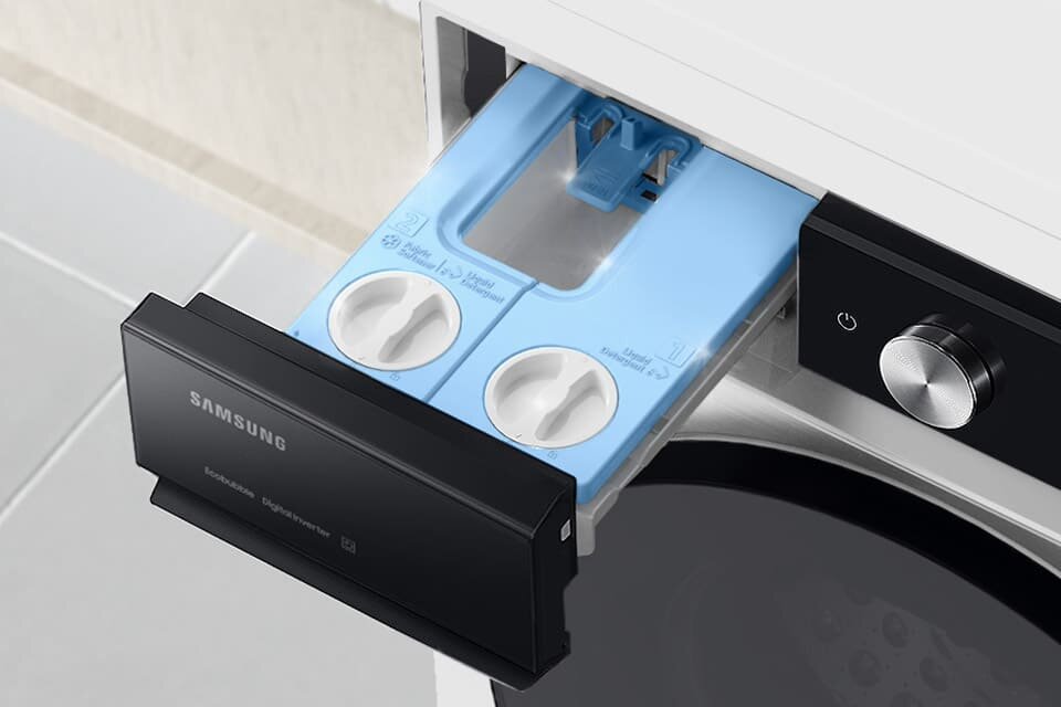 Brak osadu w szufladzie na detergenty