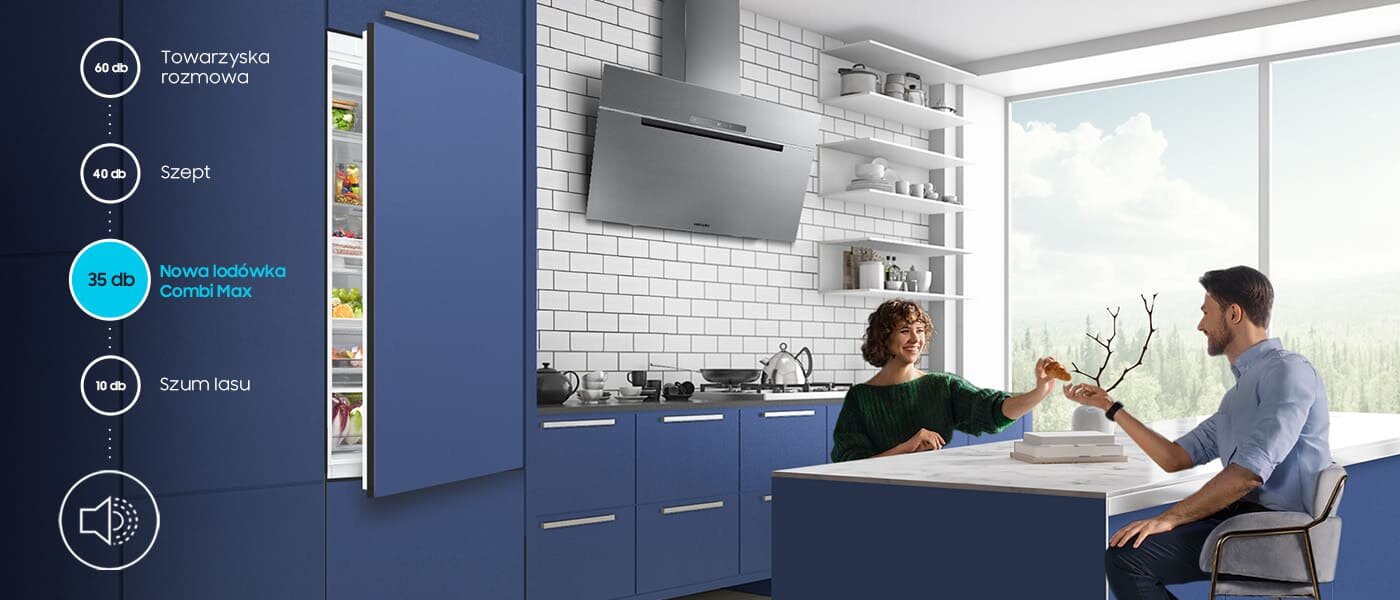 Mniej hałasu - Samsung lodówka z zamrażalnikiem BRB38G705DWW