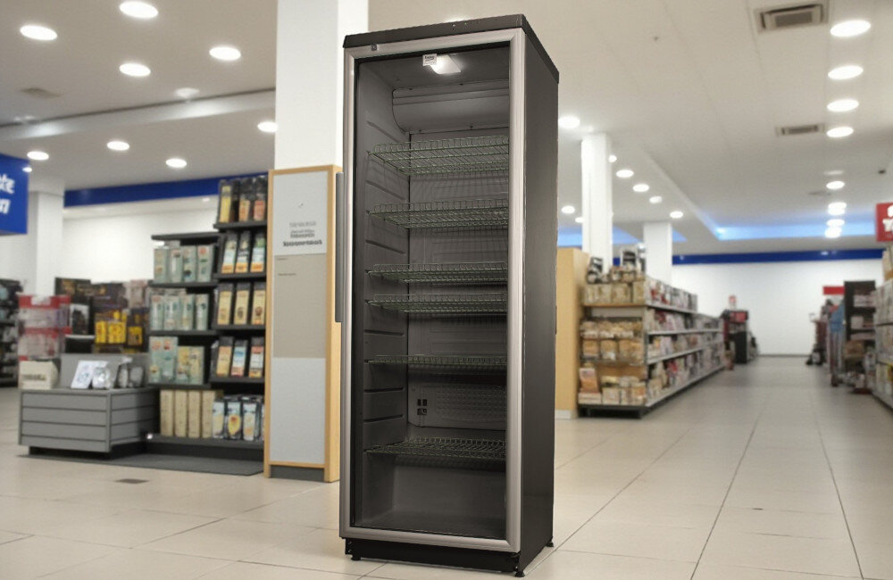 WITRYNA CHŁODNICZA BEKO PROFESSIONAL ADN 203 1S BP front bok zamknięta półki druciane